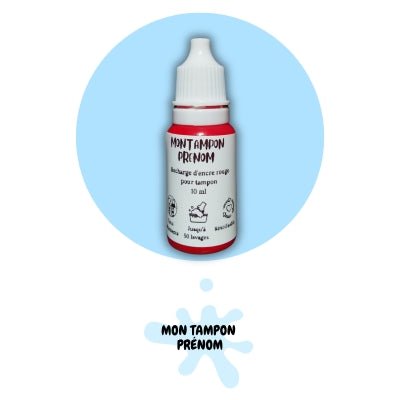 Recharge encre rouge pour tampon encreur personnalisé - 10ml - Mon Tampon Prénom