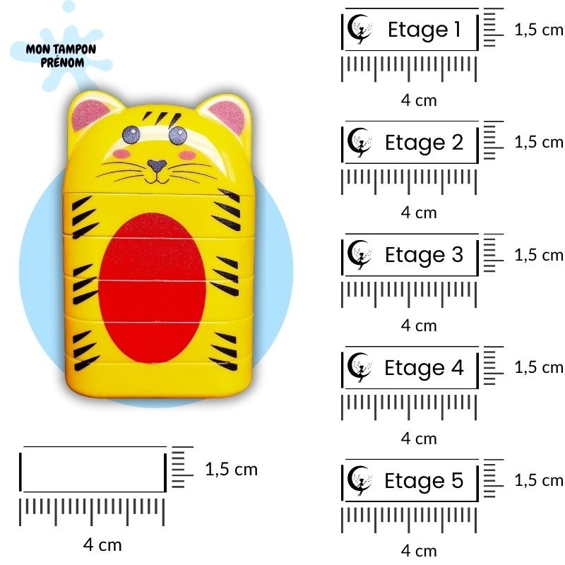 Tampon Personnalisé 5 étages Tigre - Mon Tampon Prénom
